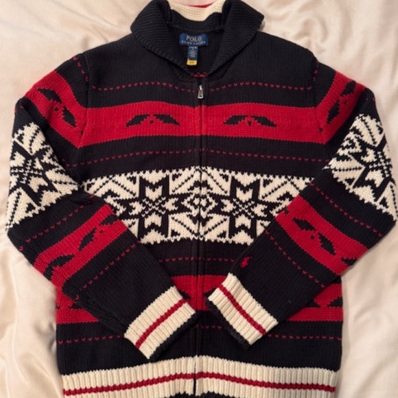 Boys Ralph Lauren Cotton Blend Full Zip Sweater Size L NWOT - Picture 3 of 4